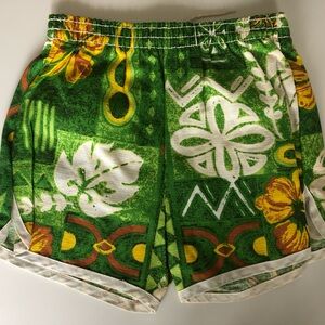 Vintage 70’s 80’s DEADSTOCK Tiki Hawaiian Green Men’s swim Shorts bathing suit S